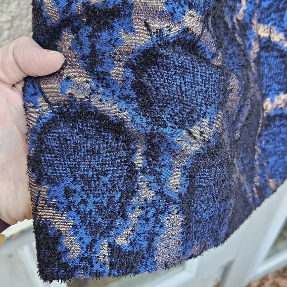 NWT J. Crew Factory Peacock Jacquard metallic dress blue black copper pockets 2 - Picture 3 of 7